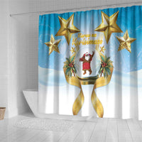 Fiji Christmas Shower Curtain Snow Globe With Fijian Santa LT05 - Polynesian Pride
