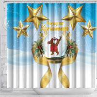 Fiji Christmas Shower Curtain Snow Globe With Fijian Santa LT05 - Polynesian Pride