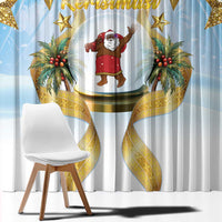 Fiji Christmas Window Curtain Snow Globe With Fijian Santa LT05