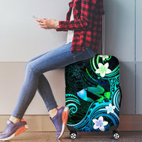 Hawaii Humuhumu Reef Triggerfish Luggage Cover Turquoise With Plumeria LT05 - Polynesian Pride