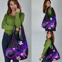 Hawaii Humuhumu Reef Triggerfish Grocery Bag Violet With Plumeria