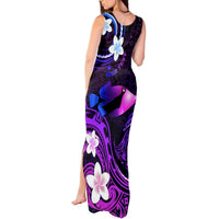 Personalised Hawaii Humuhumu Reef Triggerfish Tank Maxi Dress Violet With Plumeria LT05 - Polynesian Pride