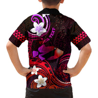Personalised Hawaii Humuhumu Reef Triggerfish Kid Hawaiian Shirt Maroon With Plumeria LT05 - Polynesian Pride