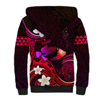 Personalised Hawaii Humuhumu Reef Triggerfish Sherpa Hoodie Maroon With Plumeria LT05 - Polynesian Pride