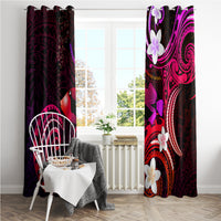 Hawaii Humuhumu Reef Triggerfish Window Curtain Maroon With Plumeria LT05 - Polynesian Pride