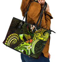 Hawaii Humuhumu Reef Triggerfish Leather Tote Bag Reggae With Plumeria LT05 - Polynesian Pride