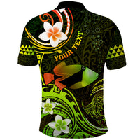 Personalised Hawaii Humuhumu Reef Triggerfish Polo Shirt Reggae With Plumeria LT05 - Polynesian Pride