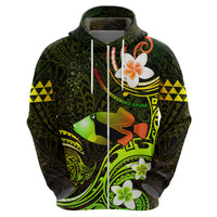Personalised Hawaii Humuhumu Reef Triggerfish Zip Hoodie Reggae With Plumeria LT05 - Polynesian Pride