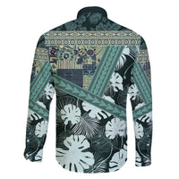 Hawaii Plant Kalo Family Matching Off Shoulder Long Sleeve Dress and Hawaiian Shirt Hawaiian Tapa Pattern LT05 - Polynesian Pride