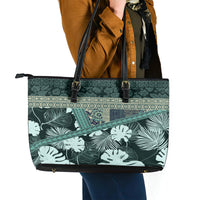 Hawaii Plant Kalo Leather Tote Bag Hawaiian Tapa Pattern LT05 - Polynesian Pride