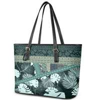 Hawaii Plant Kalo Leather Tote Bag Hawaiian Tapa Pattern LT05 - Polynesian Pride