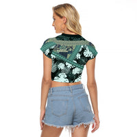 Hawaii Plant Kalo Raglan Cropped T Shirt Hawaiian Tapa Pattern LT05 - Polynesian Pride