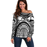 Polynesia Maui Tattoo Inspired Off Shoulder Sweater Black Version
