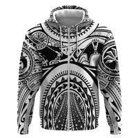 Polynesia Maui Tattoo Inspired Zip Hoodie White Version