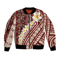Red Vintage Tonga Ngatu Pattern With Plumeria Bomber Jacket LT05 Unisex Red - Polynesian Pride