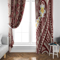 Red Vintage Tonga Ngatu Pattern With Plumeria Window Curtain LT05 - Polynesian Pride