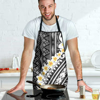 Black Vintage Tonga Ngatu Pattern With Plumeria Apron LT05 - Polynesian Pride