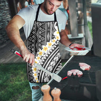 Black Vintage Tonga Ngatu Pattern With Plumeria Apron LT05 - Polynesian Pride