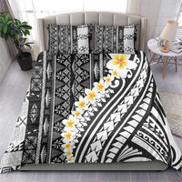Black Vintage Tonga Ngatu Pattern With Plumeria Bedding Set LT05 - Polynesian Pride