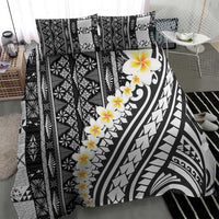Black Vintage Tonga Ngatu Pattern With Plumeria Bedding Set LT05 - Polynesian Pride