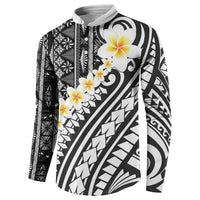 Black Vintage Tonga Ngatu Pattern With Plumeria Button Sweatshirt LT05 - Polynesian Pride