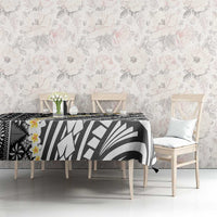 Black Vintage Tonga Ngatu Pattern With Plumeria Tablecloth LT05 - Polynesian Pride
