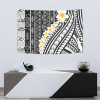 Black Vintage Tonga Ngatu Pattern With Plumeria Tapestry LT05 - Polynesian Pride