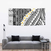 Black Vintage Tonga Ngatu Pattern With Plumeria Tapestry LT05 - Polynesian Pride