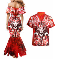 Hawaii Goddess Of Fire Madame Pele Couples Matching Mermaid Dress and Hawaiian Shirt Polynesian Style LT05 - Polynesian Pride