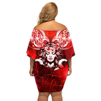 Hawaii Goddess Of Fire Madame Pele Family Matching Off Shoulder Short Dress and Hawaiian Shirt Polynesian Style LT05 - Polynesian Pride