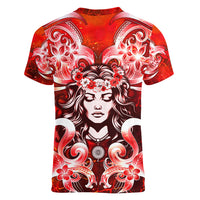 Hawaii Goddess Of Fire Madame Pele Women V Neck T Shirt Polynesian Style LT05 - Polynesian Pride