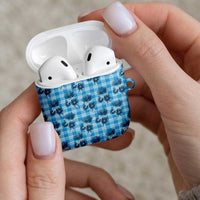 Blue Palaka Hawaii AirPods Case Hawaiian Lehua Blossoms