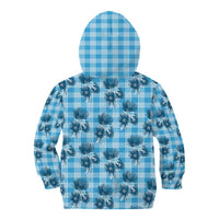 Blue Palaka Hawaii Kid Hoodie Hawaiian Lehua Blossoms LT05 - Polynesian Pride