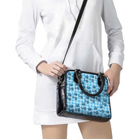 Blue Palaka Hawaii Shoulder Handbag Hawaiian Lehua Blossoms