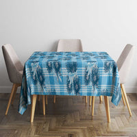 Blue Palaka Hawaii Tablecloth Hawaiian Lehua Blossoms