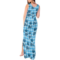 Blue Palaka Hawaii Tank Maxi Dress Hawaiian Lehua Blossoms LT05 - Polynesian Pride