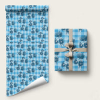 Blue Palaka Hawaii Wrapping Paper Hawaiian Lehua Blossoms