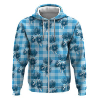 Blue Palaka Hawaii Zip Hoodie Hawaiian Lehua Blossoms