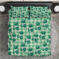 Green Palaka Hawaii Bedding Set Hawaiian Lehua Blossoms