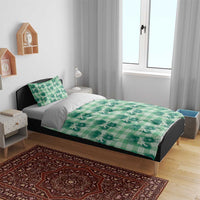 Green Palaka Hawaii Bedding Set Hawaiian Lehua Blossoms