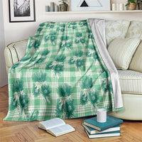 Green Palaka Hawaii Blanket Hawaiian Lehua Blossoms