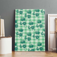 Green Palaka Hawaii Canvas Wall Art Hawaiian Lehua Blossoms