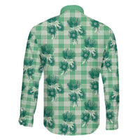 Green Palaka Hawaii Family Matching Mermaid Dress and Hawaiian Shirt Hawaiian Lehua Blossoms