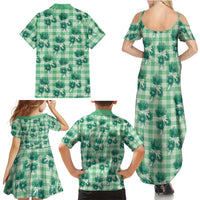 Green Palaka Hawaii Family Matching Summer Maxi Dress and Hawaiian Shirt Hawaiian Lehua Blossoms