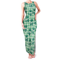 Green Palaka Hawaii Family Matching Tank Maxi Dress and Hawaiian Shirt Hawaiian Lehua Blossoms