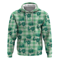 Green Palaka Hawaii Hoodie Hawaiian Lehua Blossoms LT05 Pullover Hoodie Green - Polynesian Pride