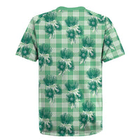 Green Palaka Hawaii Rugby Jersey Hawaiian Lehua Blossoms