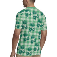 Green Palaka Hawaii Rugby Jersey Hawaiian Lehua Blossoms