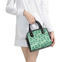 Green Palaka Hawaii Shoulder Handbag Hawaiian Lehua Blossoms