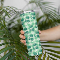 Green Palaka Hawaii Skinny Tumbler Hawaiian Lehua Blossoms LT05 - Polynesian Pride
